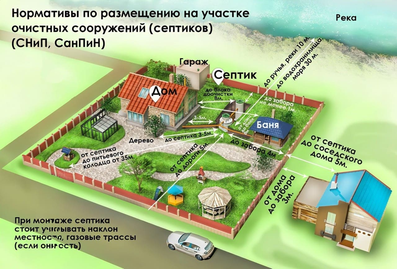 Нормы расположения септика на участке