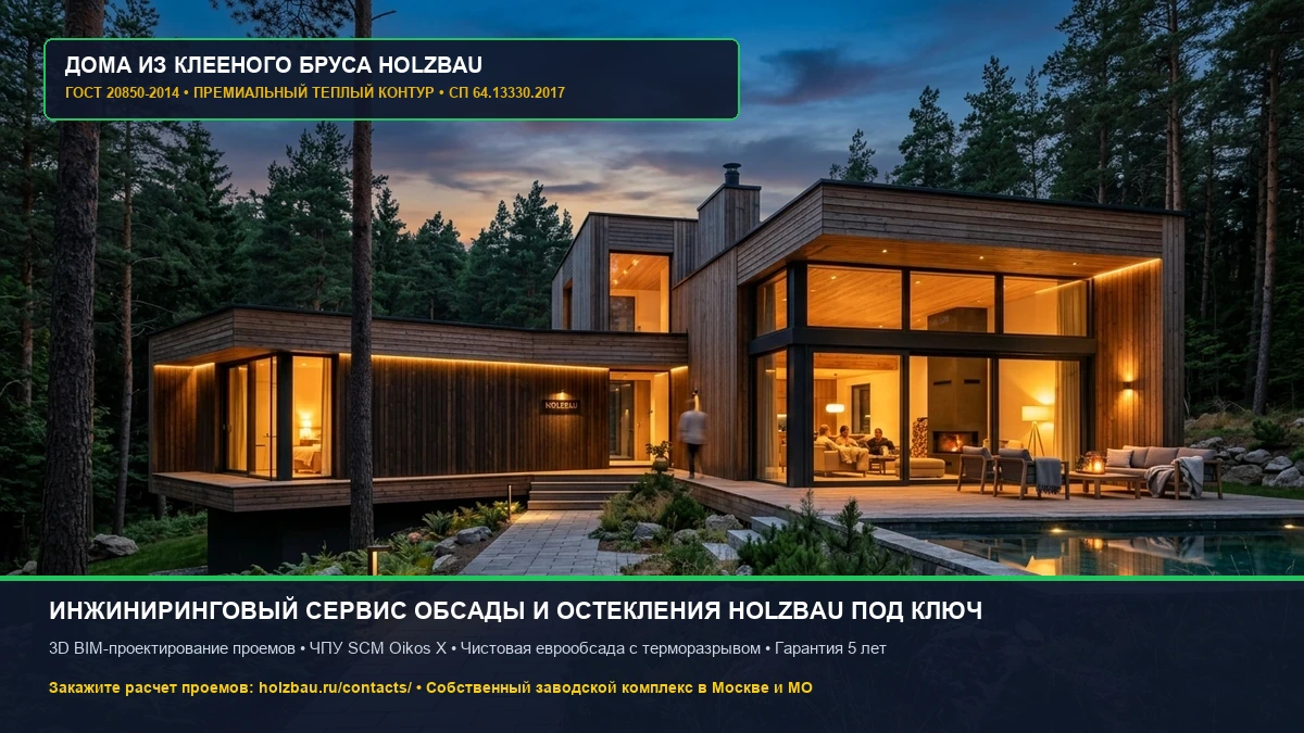 Заводское проектирование и монтаж чистовой обсады окон и дверей HOLZBAU под ключ