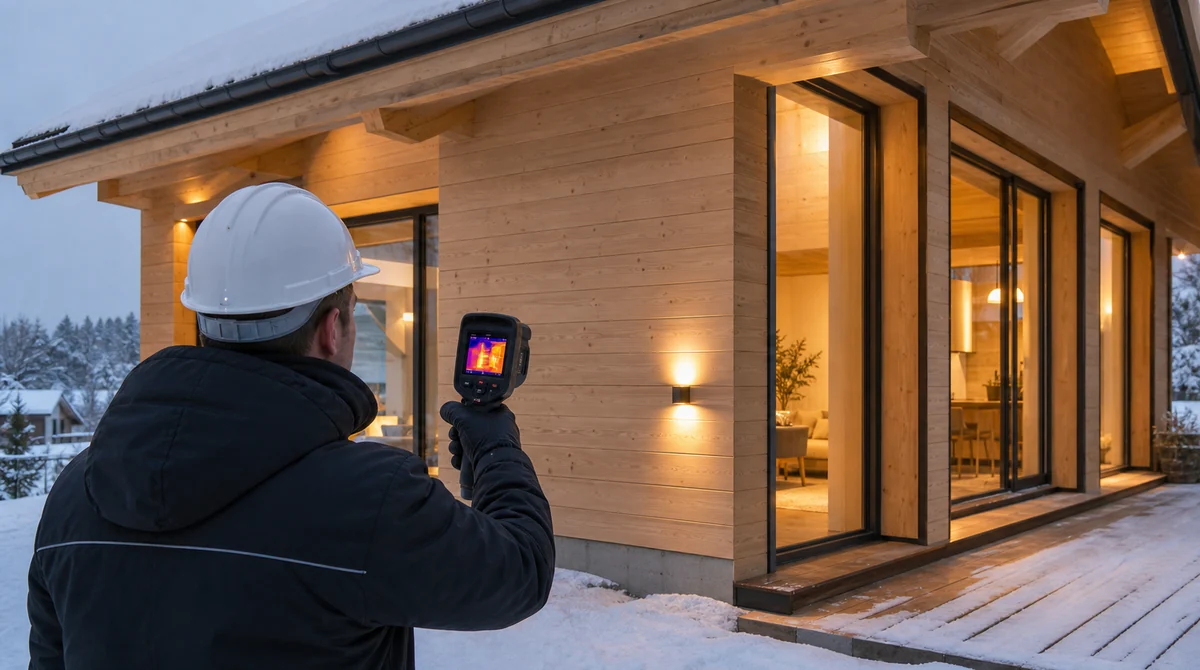 Теплопроводность клееного бруса — зимний дом HOLZBAU из гладкого бруса с тепловизионной проверкой