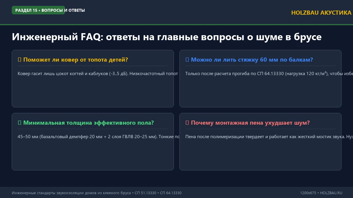 Ответы инженера-акустика на частые вопросы по шумоизоляции в доме из клееного бруса