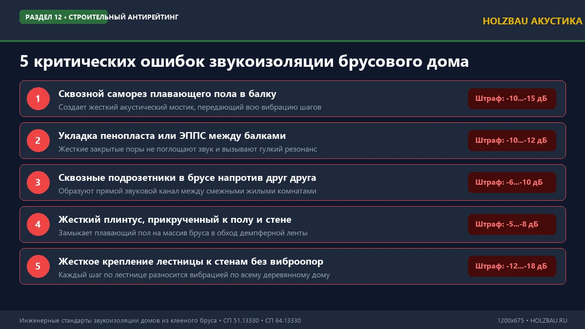5 типичных и критических ошибок шумоизоляции в доме из клееного бруса
