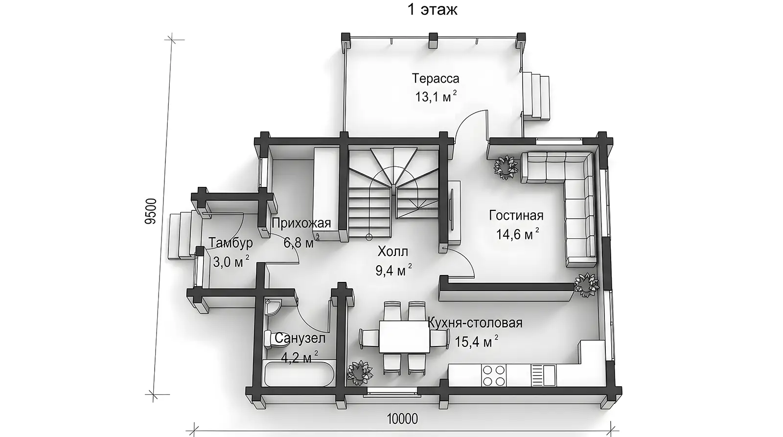 1 этаж проекта дома Aura (НВ-117)