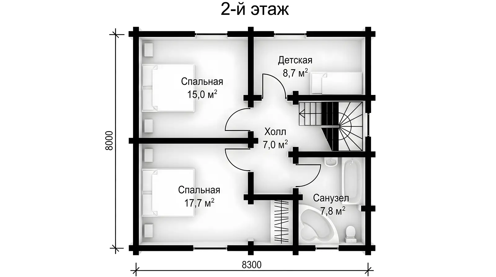 2 этаж проекта дома Altus (НВ-121)