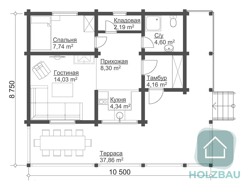 1 этаж проекта дома Viola (НВ-84)